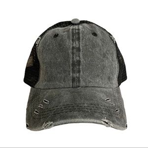 Women’s Ponytail Distressed Vintage Trucker Hat